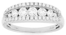 .75CT DIAMOND 14KT WHITE GOLD 3D ROUND 7 STONE GRADUATING HALO ANNIVERSARY RING