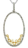 .46CT WHITE & CANARY DIAMOND 14KT WHITE GOLD CLUSTER OPEN OVAL FLOATING PENDANT
