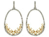 .84CT WHITE & CANARY DIAMOND 14KT WHITE GOLD CLUSTER OPEN OVAL HANGING EARRINGS