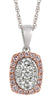 ESTATE .73CT WHITE & PINK DIAMOND 14K WHITE GOLD CLUSTER OVAL SQUARE FUN PENDANT