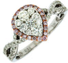 .84CT WHITE & PINK DIAMOND 14KT WHITE & ROSE GOLD 3D PEAR SHAPE FRIENDSHIP RING