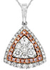 .98CT WHITE & PINK DIAMOND 14KT WHITE & ROSE GOLD 3D TRILLION TRIANGULAR PENDANT