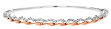 .6CT DIAMOND 14K WHITE & ROSE GOLD ROPE MULTI WAVE SEMI ETERNITY BANGLE BRACELET