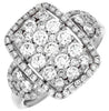 ESTATE 1.25CT DIAMOND 14KT WHITE GOLD CLUSTER RECTANGULAR HALO ANNIVERSARY RING