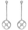 ESTATE .09CT DIAMOND 14KT WHITE GOLD 3D FLOWER STAR ETOILE FUN HANGING EARRINGS