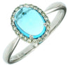 ESTATE 1.44CT DIAMOND & AAA BLUE TOPAZ 14K WHITE GOLD OVAL CLASSIC HALO FUN RING
