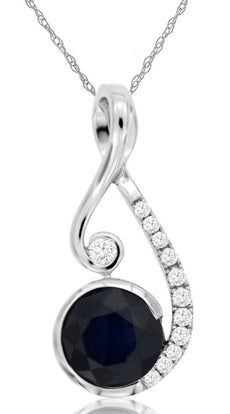 1.18CT DIAMOND & AAA SAPPHIRE 14K WHITE GOLD LOVE KNOT INFINITY FLOATING PENDANT