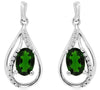 1.0CT DIAMOND & AAA GREEN GARNET 14K WHITE GOLD 3D OVAL & ROUND HANGING EARRINGS