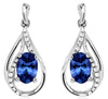 ESTATE 1.10CT DIAMOND & AAA TANZANITE 14KT WHITE GOLD TEAR DROP HANGING EARRINGS