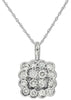 .48CT DIAMOND 14KT WHITE GOLD CLUSTER SEMI BEZEL FLOWER SQUARE FLOATING PENDANT