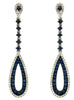 1.2CT DIAMOND & AAA SAPPHIRE 14K WHITE GOLD ELONGATED TEAR DROP HANGING EARRINGS