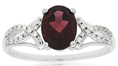 1.64CT DIAMOND & AAA RHODOLITE 14K WHITE GOLD OVAL & ROUND INFINITY PROMISE RING