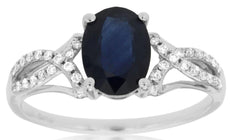 1.59CT DIAMOND & AAA SAPPHIRE 14KT WHITE GOLD 3D OVAL & ROUND INFINITY LOVE RING