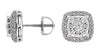 ESTATE 1.08CT DIAMOND 14K WHITE GOLD SQUARE DOUBLE HALO SCREW BACK STUD EARRINGS
