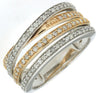 WIDE .5CT DIAMOND 14K 2 TONE GOLD MULTI ROW CRISS CROSS CLASSIC ANNIVERSARY RING