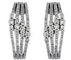WIDE 1.0CT DIAMOND 14K WHITE GOLD MULTI ROW PAST PRESENT FUTURE HANGING EARRINGS