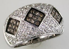 1.12CT WHITE & MOCHA DIAMOND 14KT WHITE GOLD MULTI SQUARE PAVE ANNIVERSARY RING