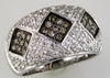 1.12CT WHITE & MOCHA DIAMOND 14KT WHITE GOLD MULTI SQUARE PAVE ANNIVERSARY RING