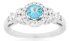 ESTATE .85CT DIAMOND & AAA BLUE TOPAZ 14KT WHITE GOLD 3D CLASSIC HALO FUN RING