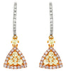 1.0CT WHITE PINK & FANCY YELLOW DIAMOND 14K WHITE GOLD TRILLION HANGING EARRINGS