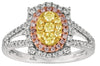 .80CT WHITE PINK & FANCY YELLOW DIAMOND 14KT TRI COLOR GOLD OVAL FRIENDSHIP RING