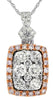 .71CT WHITE & PINK DIAMOND 14KT WHITE GOLD CLUSTER SQUARE LOVE FLOATING PENDANT