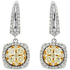 1.6CT WHITE & FANCY YELLOW DIAMOND 14KT 2 TONE GOLD 3D CIRCULAR HANGING EARRINGS