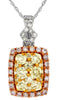 .75CT WHITE PINK & CANARY DIAMOND 14KT TRI COLOR GOLD 3D SQUARE FLOATING PENDANT