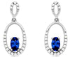 .65CT DIAMOND & AAA TANZINITE 14K WHITE GOLD OVAL & ROUND FUN HANGING EARRINGS