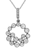 ESTATE .47CT DIAMOND 14KT WHITE GOLD BEZEL FLOWER ETOILE LOVE FLOATINTG PENDANT