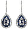 1.42CT DIAMOND & AAA SAPPHIRE 14KT WHITE GOLD CLASSIC TEAR DROP HANGING EARRINGS
