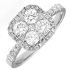 ESTATE 1.0CT DIAMOND 14K WHITE GOLD 3D CLUSTER SQUARE HALO LOVE ANNIVERSARY RING