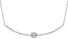 .30CT DIAMOND 14KT WHITE GOLD 3D CLASSIC BAR LOVE KNOT HORSESHOE LUCKY NECKLACE