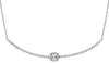 .30CT DIAMOND 14KT WHITE GOLD 3D CLASSIC BAR LOVE KNOT HORSESHOE LUCKY NECKLACE