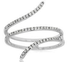 ESTATE .16CT DIAMOND 14KT WHITE GOLD 3D CLASSIC SNAKE FUN RING