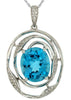 LARGE 6.15CT DIAMOND & AAA BLUE TOPAZ 14KT WHITE GOLD 3D OVAL MULTI WAVE PENDANT