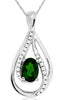 .53CT DIAMOND & AAA GREEN GARNET 14KT WHITE GOLD OVAL TEAR DROP FLOATING PENDANT