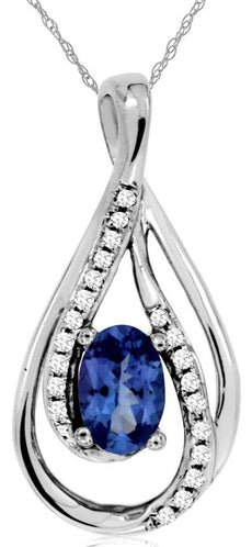 .58CT DIAMOND & AAA TANZANITE 14KT WHITE GOLD 3D OVAL INFINITY TEAR DROP PENDANT