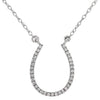 ESTATE .12CT DIAMOND 14KT WHITE GOLD 3D CLASSIC LUCKY HORSE SHOE FUN NECKLACE