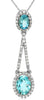1.87CT DIAMOND & AAA AQUAMRINE 14KT WHITE GOLD 3D OVAL & ROUND FLOATING PENDANT