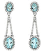 3.77CT DIAMOND & AAA AQUAMARINE 14KT WHITE GOLD 3D OVAL & ROUND HANGING EARRINGS