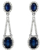 LARGE 4.92CT DIAMOND & AAA SAPPHIRE 14K WHITE GOLD OVAL & ROUND HANGING EARRINGS
