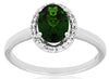1.42CT DIAMOND & AAA GREEN GARNET 14KT WHITE GOLD 3D OVAL HALO ENGAGEMENT RING