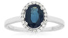 ESTATE 1.57CT DIAMOND & AAA SAPPHIRE 14KT WHITE GOLD OVAL HALO ENGAGEMENT RING