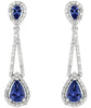 2.6CT DIAMOND & AAA TANZANITE 14K WHITE GOLD PEAR SHAPE & ROUND HANGING EARRINGS