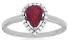 .87CT DIAMOND & AAA RUBY 14KT WHITE GOLD PEAR SHAPE & ROUND HALO ENGAGEMENT RING