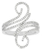 ESTATE WIDE .52CT DIAMOND 14K WHITE GOLD CLASSIC MULTI ROW DOUBLE SWIRL FUN RING