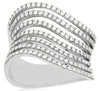 ESTATE WIDE .81CT DIAMOND 14KT WHITE GOLD MULTI ROW MULTI WAVE ANNIVERSARY RING