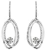 ESTATE .68CT DIAMOND 14KT WHITE GOLD 3D FLOWER LOVE KNOT OVAL HANGING EARRINGS