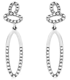 ESTATE .43CT DIAMOND 14KT WHITE GOLD 3D OVAL FUNKY HANGING EARRINGS